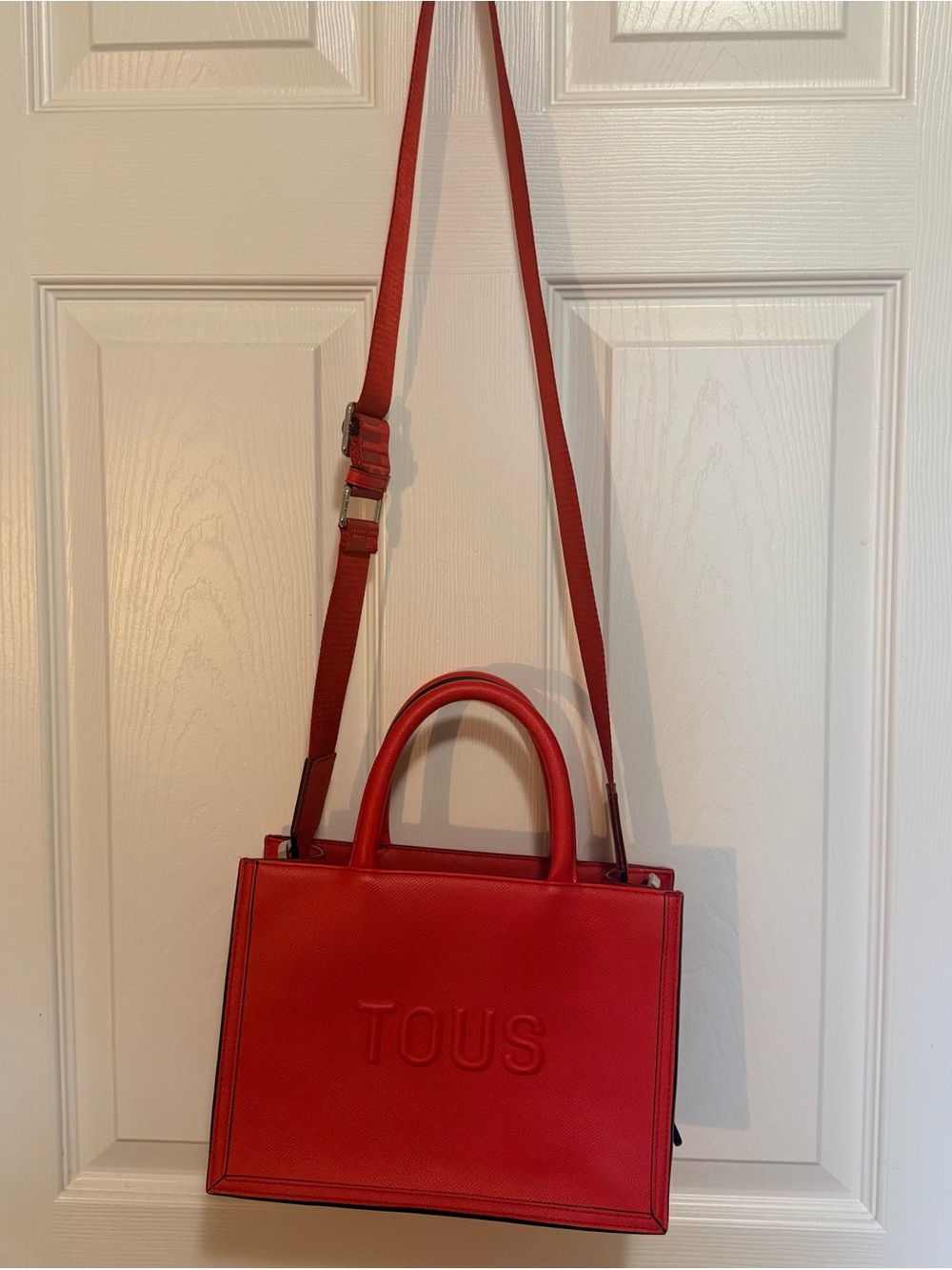 TOUS Red Leather Structured Top-Handle Satchel